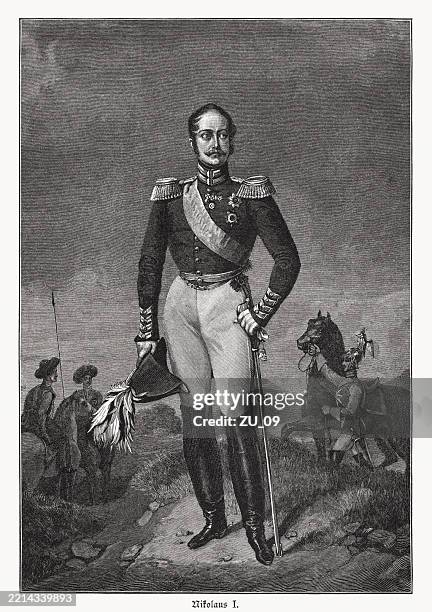 russian emperor nicholas i (1796-1855), wood engraving, published in 1892 - state hermitage museum stock illustrations