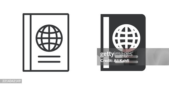 Passport thin line and glyph solid icon. Editable stroke and perfect pixel isolated on transparent background Passport thin line and glyph solid icon. Editable stroke and perfect pixel isolated on transparent background