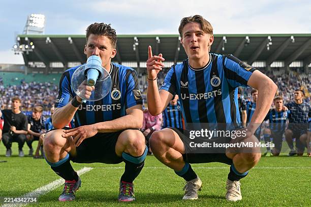 Players of Club Brugge with Christos Tzolis of Club Brugge and Romeo Vermant of Club Brugge celebrate after winning the Jupiler Pro League season...