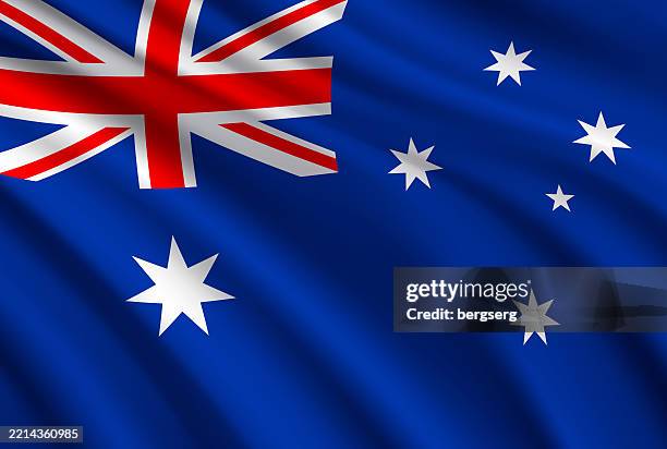 flagge von australien. vektor winken flagge hintergrund. hochdetaillierte realistische illustration - australische flagge stock-grafiken, -clipart, -cartoons und -symbole