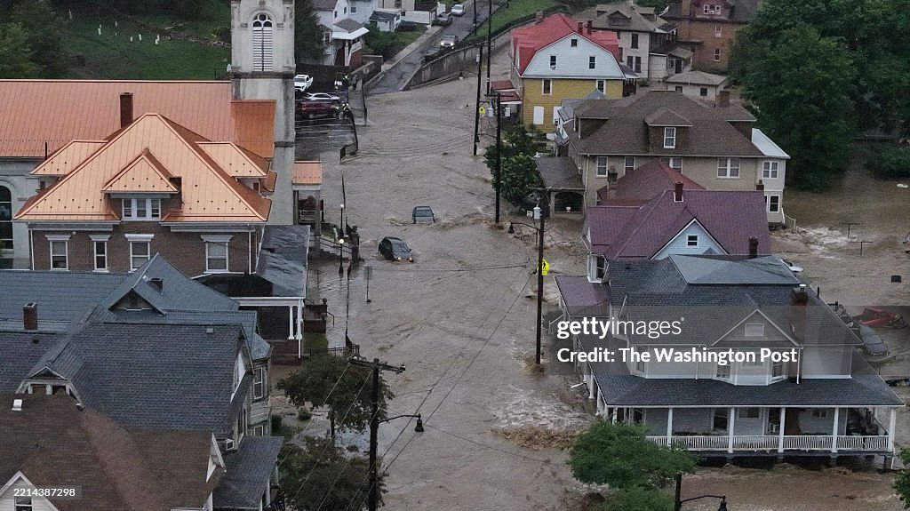 WESTERNPORT, MD - MAY 13: Show is an aerial photo of the floode