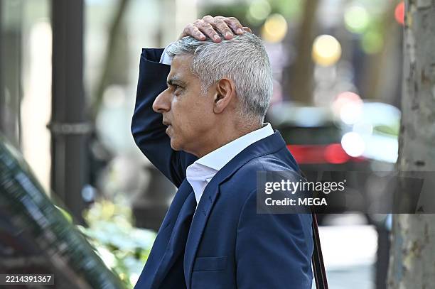 Sadiq Khan is seen leaving Global Studios, LBC Radio Show on May 13, 2025 in London, United Kingdom.