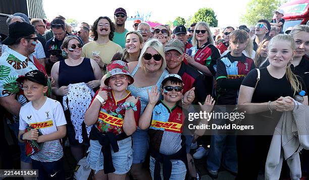 Harlequins supporters prior to the Gallagher Premiership Rugby match between Harlequins and Gloucester Rugby at Allianz Twickenham Stadium on May 10,...