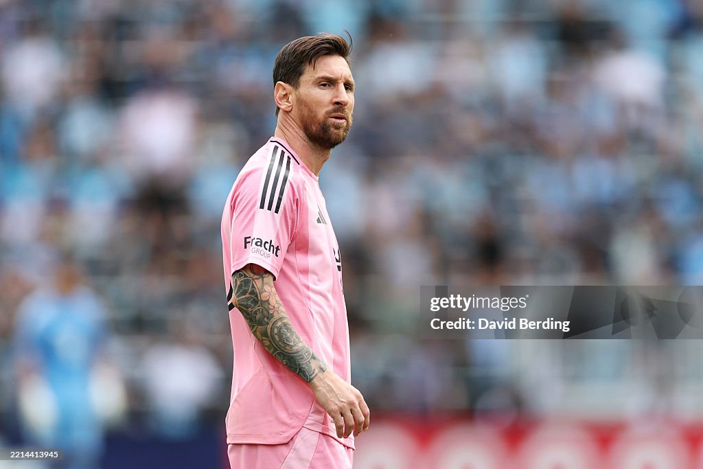 Lionel Messi of Inter Miami CF reacts during the MLS match between ...