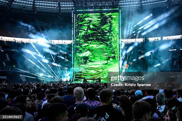 Snake performs live on stage during 'The Final Show' at Stade de France on May 10, 2025 in Paris, France.