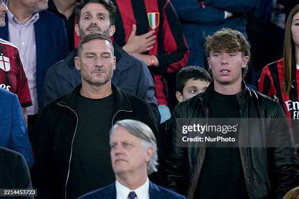 Francesco Totti former player of AS Roma and his son Christan Totti during the Coppa Italia Frecciarossa Final match between AC Milan and Bologna FC...