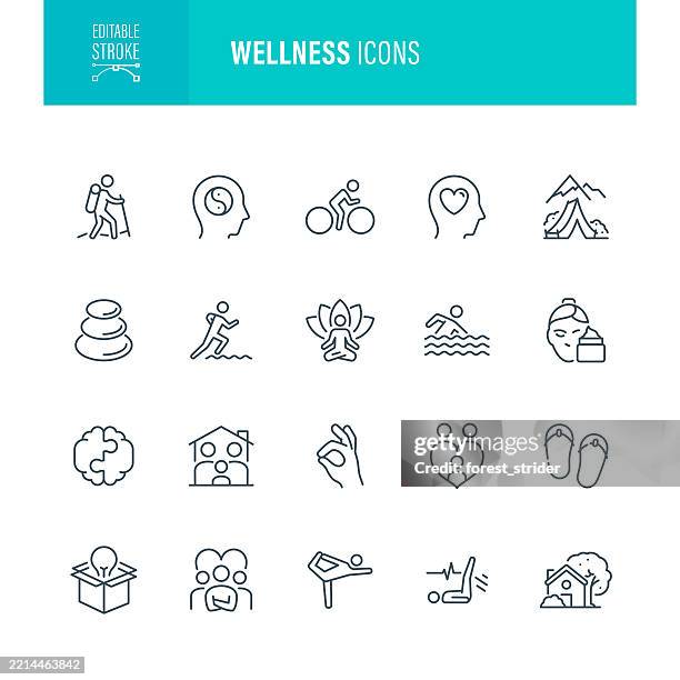 wellness editable stroke - yoga instructor stock illustrations