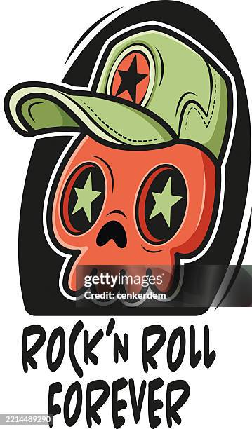 ilustraciones, imágenes clip art, dibujos animados e iconos de stock de calavera de dibujos animados - rock alternativo