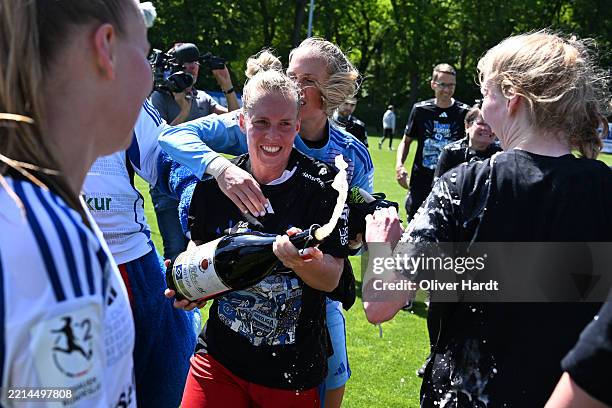 Sara Vanessa Stoeckmann of Hamburger SV celebrate after the Women's Second Bundesliga match between Hamburger SV and Sport-Club Freiburg II on May...