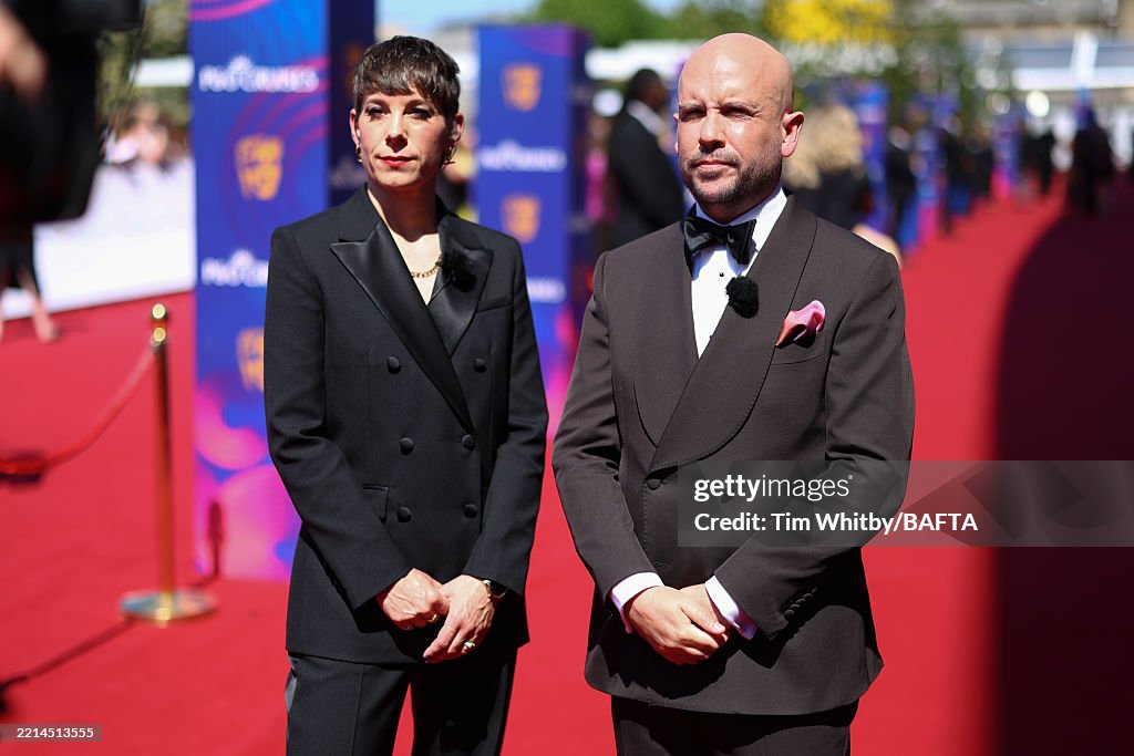 Tom Ruffel Suzi Ruffell and Tom Allen attend the 2025 BAFTA Television Awards ...