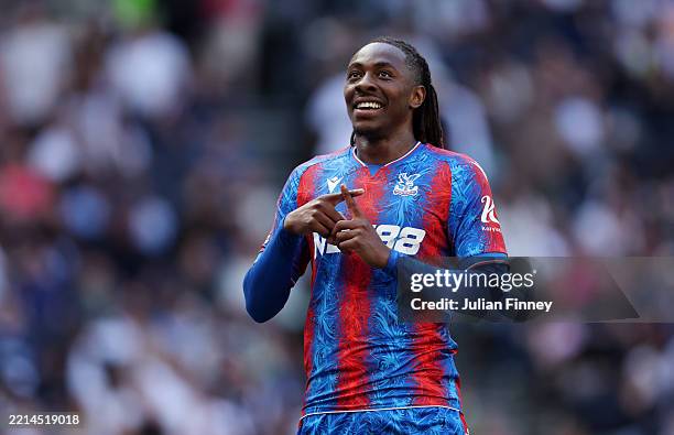 Eberechi Eze of Crystal Palace celebrates scoring his team's first goal during the Premier League match between Tottenham Hotspur FC and Crystal...