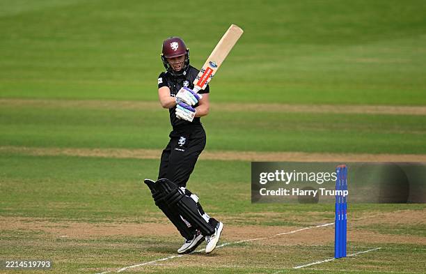 Heather Knight of Somerset plays a shot during the Metro Bank One Day Cup match between Somerset and Surrey at The Cooper Associates County Ground on...