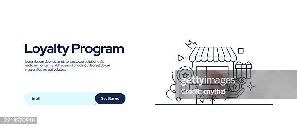 vector set of illustration loyalty program concept. line art style background design for web page, banner, poster, print etc. vector illustration. - loyalty program stock illustrations