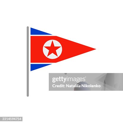 North Korea - Flag Pin Flat Triangular Icon. North Korea - Flag Pin Flat Triangular Icon.