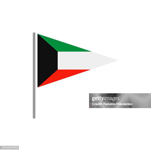 kuwait - flag pin flat triangular icon. - kuwaiti flag stock illustrations
