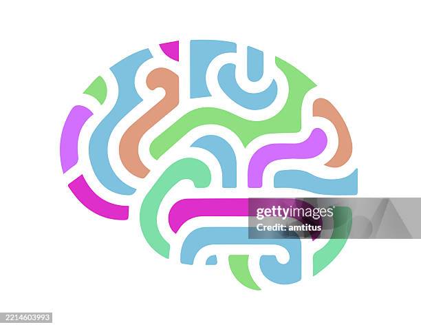 brain colors - brain drawing stock illustrations