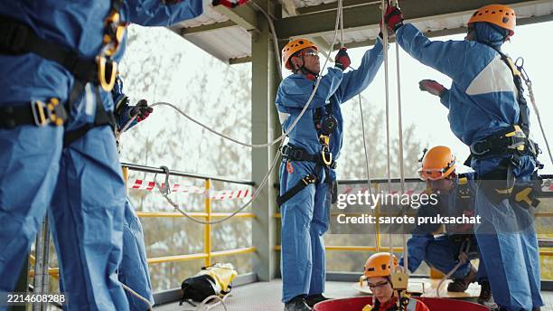 rope access and rescue training , - confined space stock pictures, royalty-free photos & images
