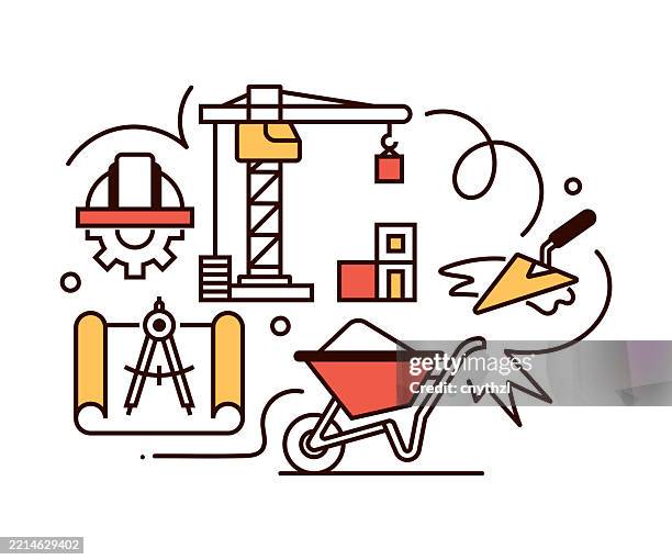 construction and buildings concept banner design. project, architecture, house - architect empty space stock illustrations