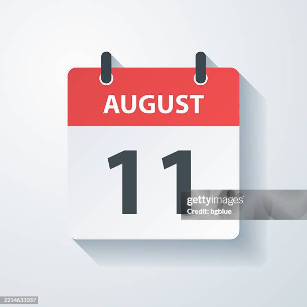 august 11 - daily calendar icon with paper cut effect on blank background - number 11 stock illustrations