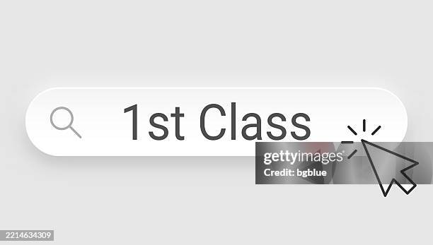 1st class - search bar with cursor on blank background - first occurrence stock illustrations