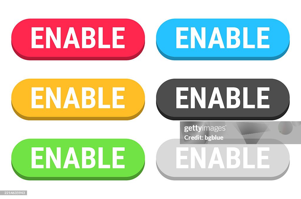 Enable Colorful 3d Click Web Buttons On Blank Background High-Res ...