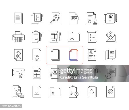 Documents Line Icon Set with Editable Stroke Documents Line Icon Set with Editable Stroke