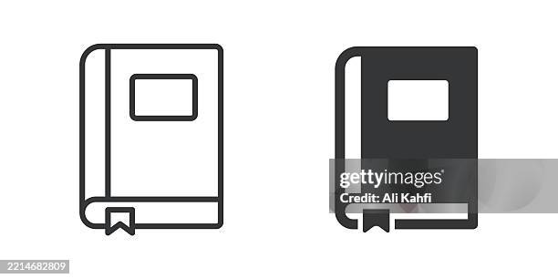 book thin line and glyph solid icon. editable stroke and perfect pixel isolated on transparent background - students learning computer programming stock illustrations