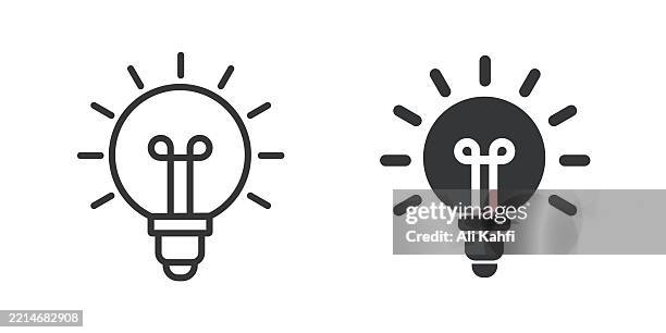 creativity thin line and glyph solid icon. editable stroke and perfect pixel isolated on transparent background - students learning computer programming stock illustrations