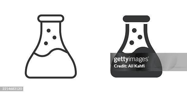 laboratory thin line and glyph solid icon. editable stroke and perfect pixel isolated on transparent background - students learning computer programming stock illustrations
