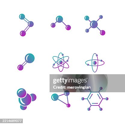Scientific molecules and atom icon set Scientific molecules and atom icon set