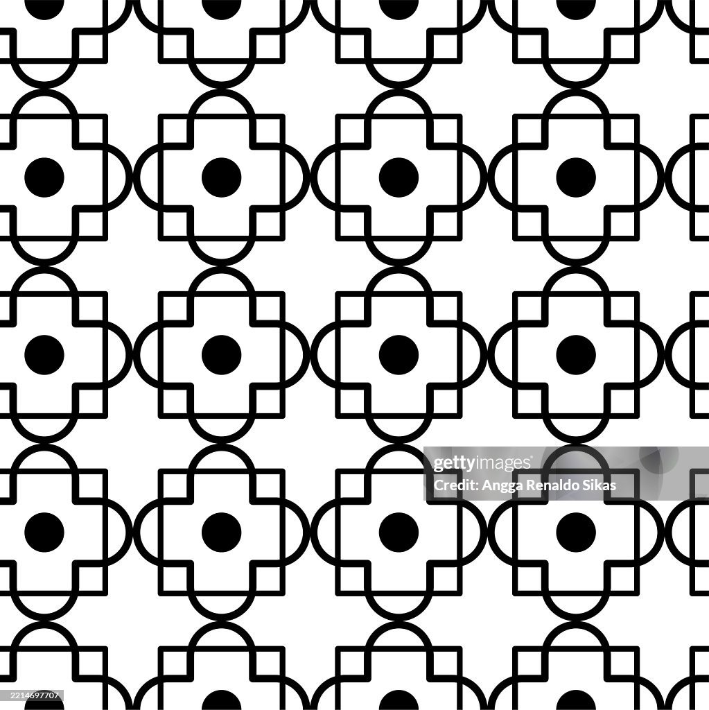 Printable Rounded Cross Pattern Seamless Black And White Tileable Pattern With Rounded Cross Shape ...