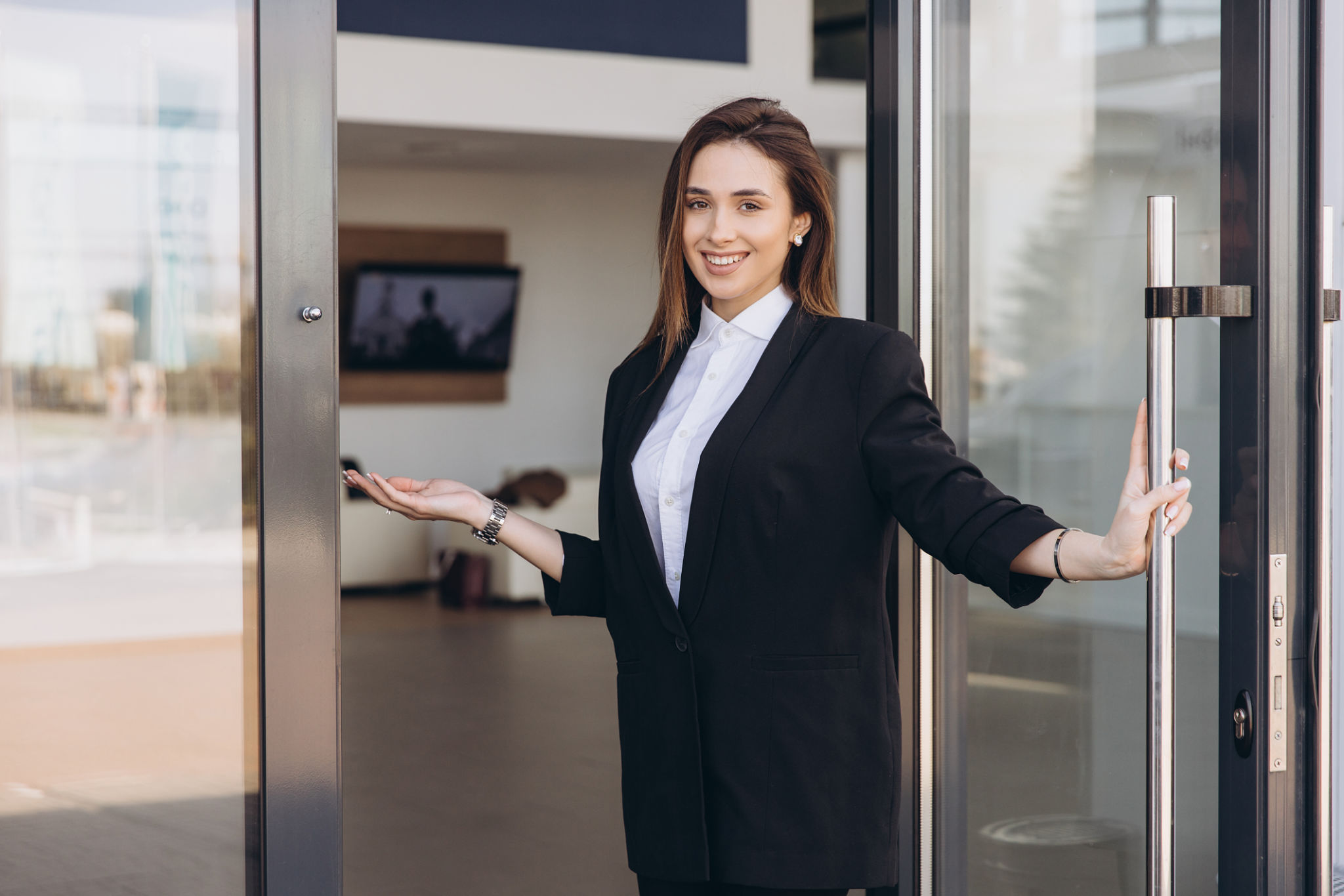 salesperson at door