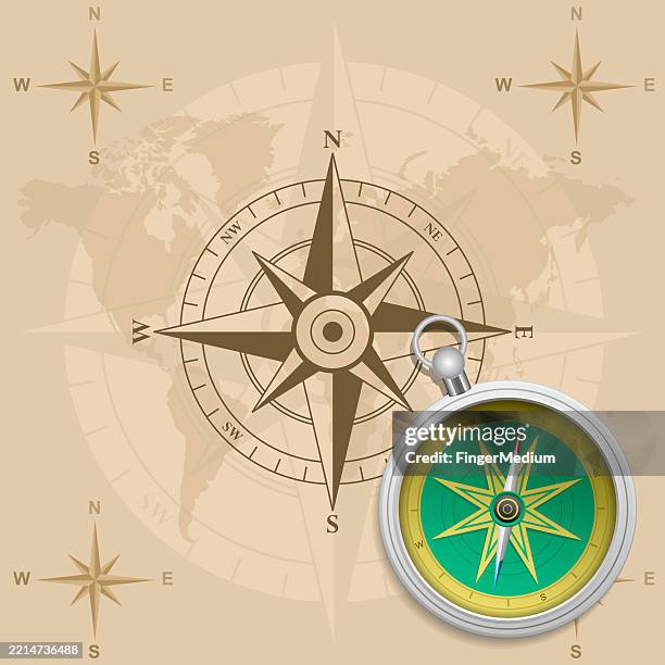 ilustraciones, imágenes clip art, dibujos animados e iconos de stock de fondo de la rosa de los vientos náutica - vintage world map background
