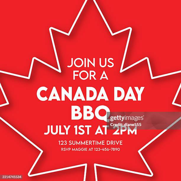 canada day bbq invitation template - block party stock illustrations
