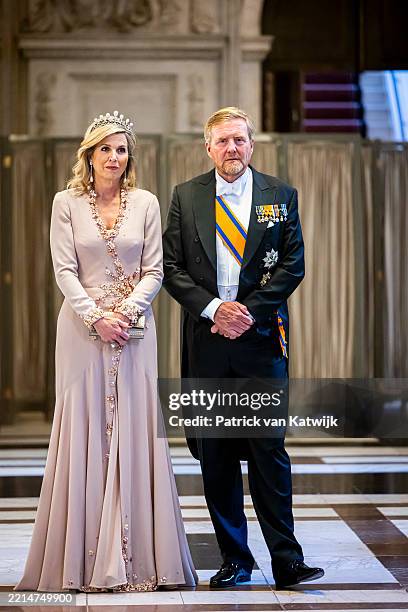 King Willem-Alexander of The Netherlands and Queen Maxima of The Netherlands attend the annual diner of the Diplomatic Corps at the Royal Palace on...