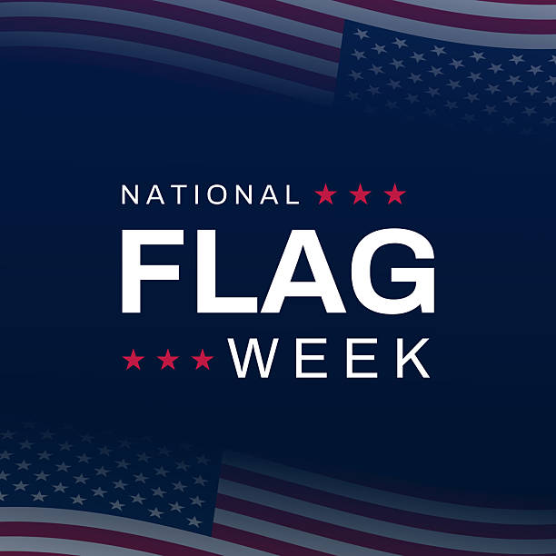 national flag week poster. vector - flag day stock illustrations