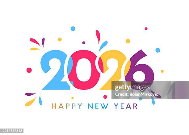 stockillustraties, clipart, cartoons en iconen met 2026 colorful happy new year card. vector - oudjaarsavond