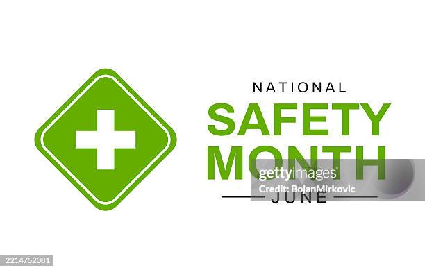 national safety month card, banner, june. vector - occupational safety and health stock illustrations
