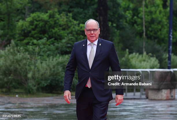 Prince Albert II of Monaco arrives at the 6th European Political Community summit on May 16, 2025 at Skanderbeg Square in Tirana, Albania. The EPC...