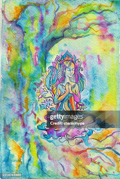 bodhi tree princess - tree canopy stock illustrations