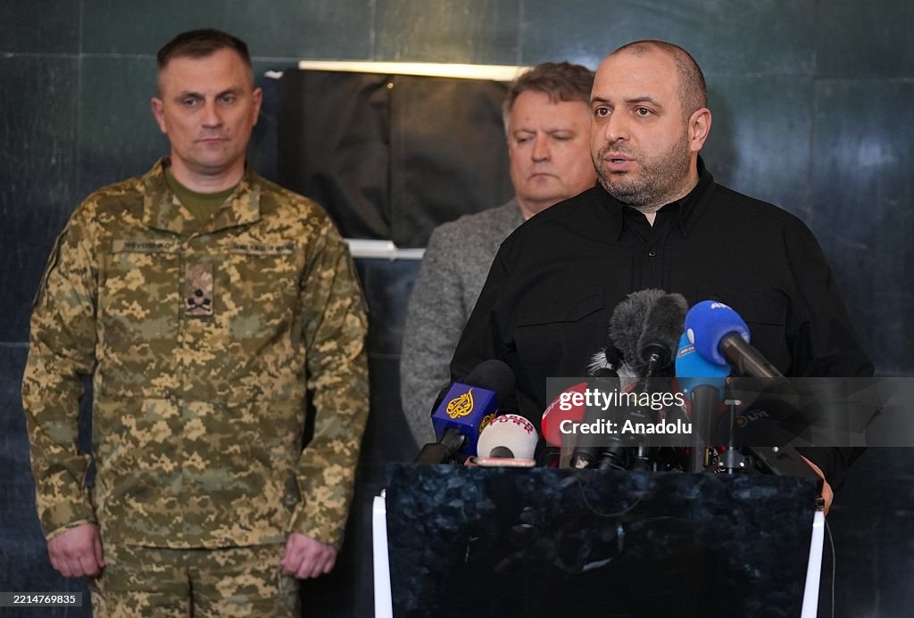 Rustem Rospis Ukrainian Defense Minister Rustem Umerov speaks to press after the ...