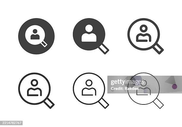 profile searching icons - multi series - person searching icon stock illustrations