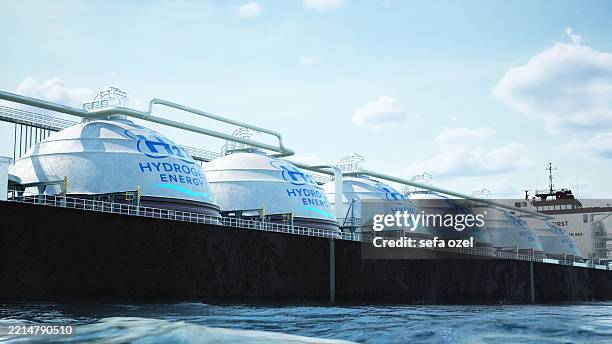 wasserstoff-energieschiff - tankschiff stock-fotos und bilder