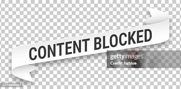 content blocked - 3d banner on transparent background - block font vector stock illustrations