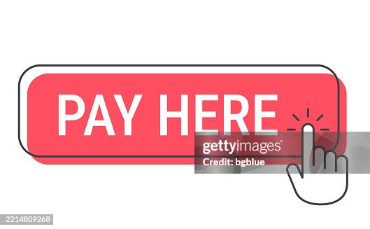 Pay Here - Click button with hand cursor on white background Pay Here - Click button with hand cursor on white background
