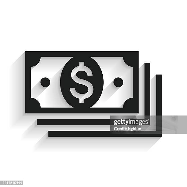 dollar banknotes. icon with long shadow on white background - dollar note icon stock illustrations