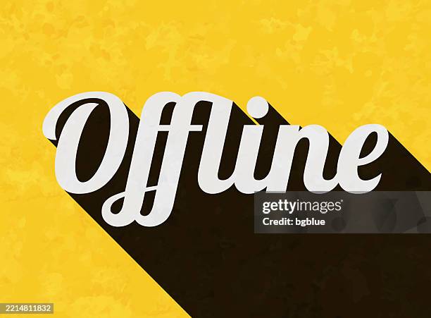 offline - text with long shadow on textured yellow background - offline stock illustrations