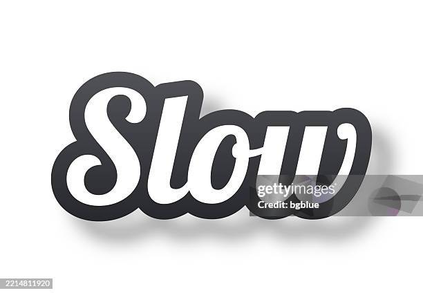 slow - 3d text with shadow on white background - slow motion stock illustrations