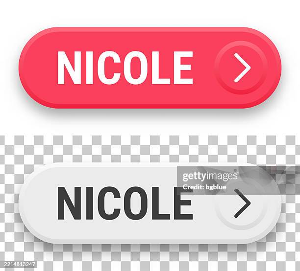 nicole - female name - 3d click web buttons on blank background - 3d button logo stock illustrations