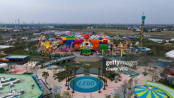 Aerial view of LEGOLAND Shanghai Resort under construction on May 11, 2025 in Shanghai, China. LEGOLAND Shanghai Resort, the largest LEGOLAND in the...
